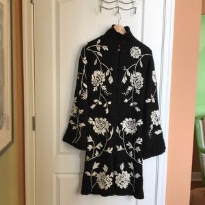 Shanghai Tang Embroidered Wool Coat